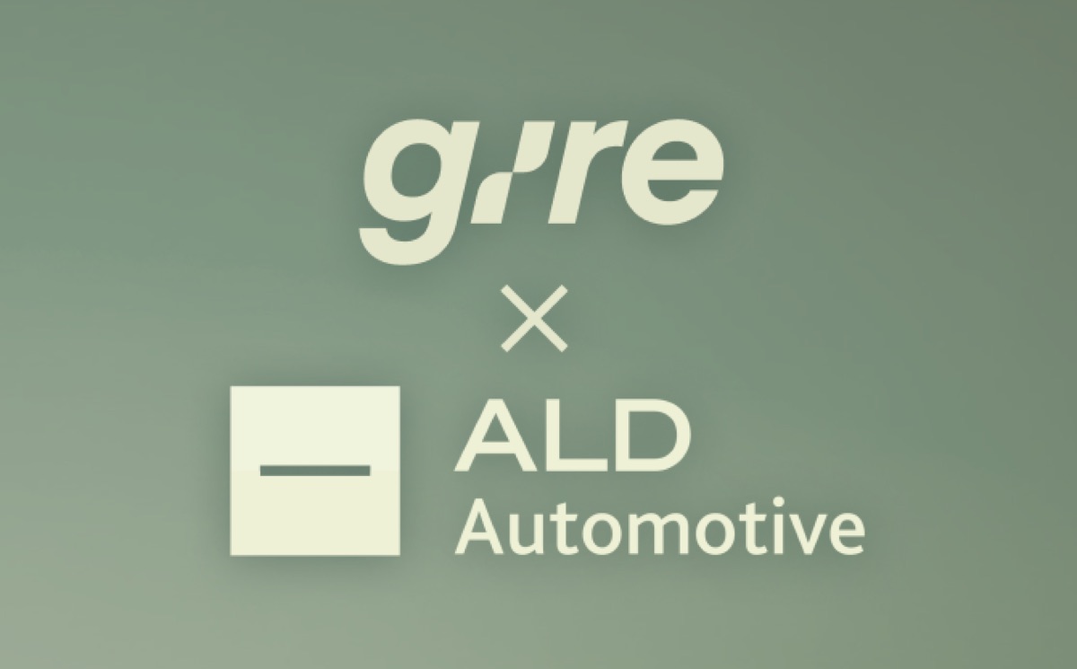 Gire x ALD Automotive-partnerskab – logoer på dæmpet grøn gradientbaggrund