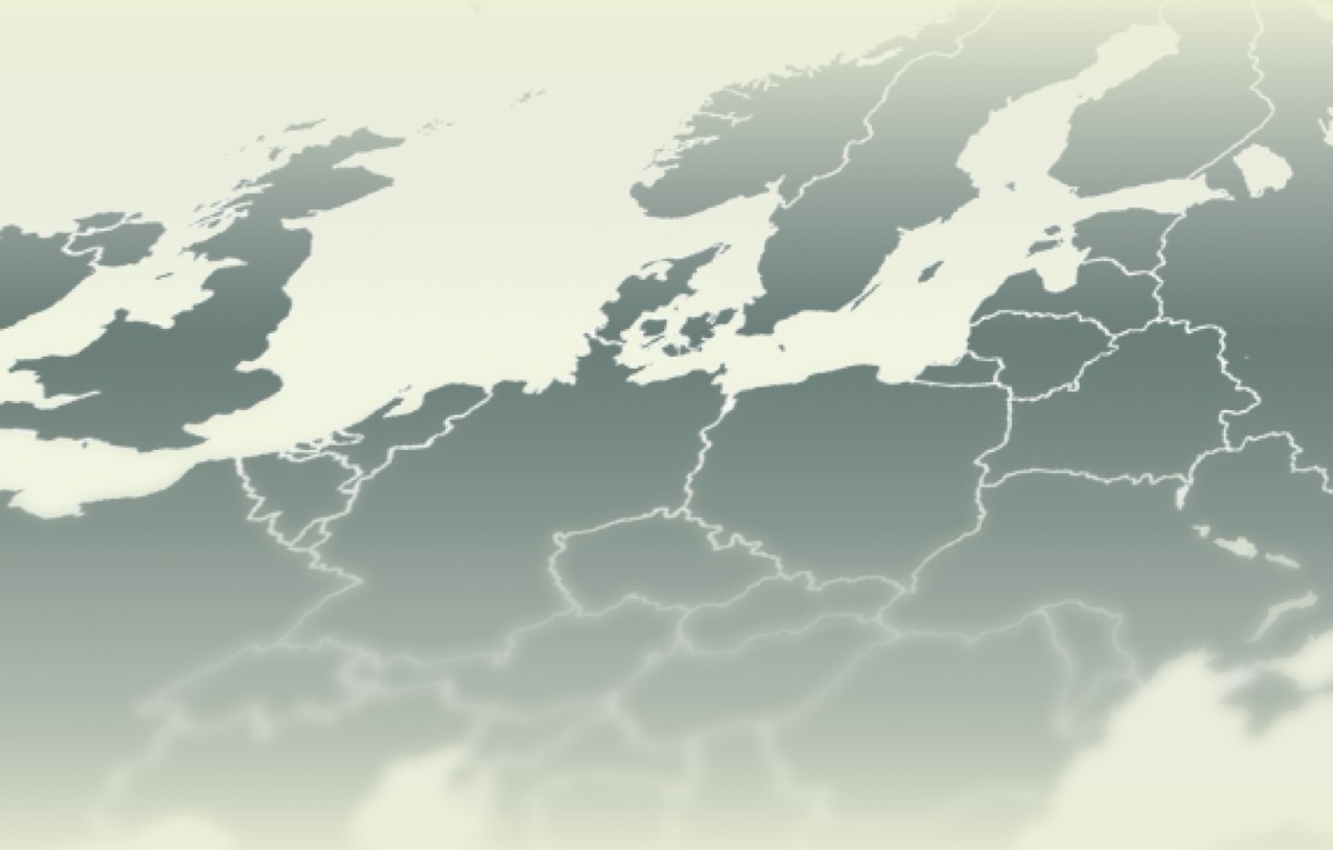Illustrert kart over Nord-Europa med landegrenser for Gires grensekryssende biltransport