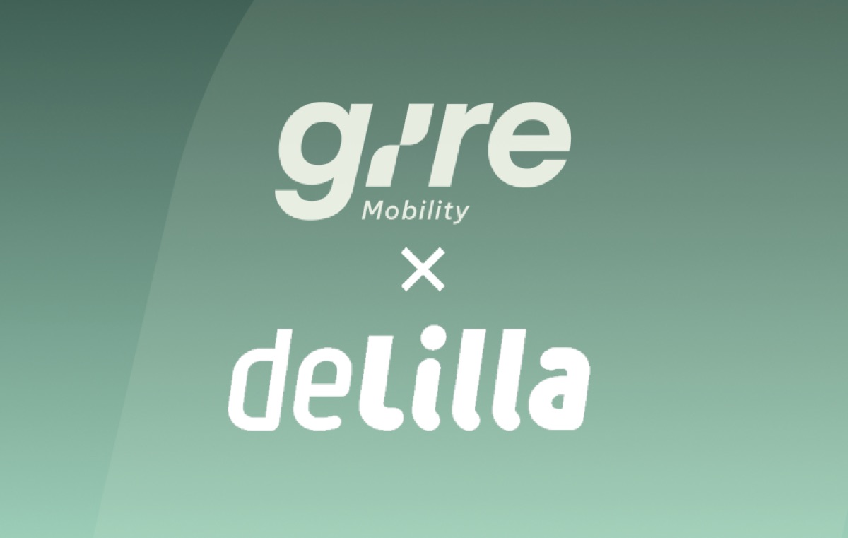 Gire Mobility x deLilla partnerskap – logoer på grønn gradientbakgrunn