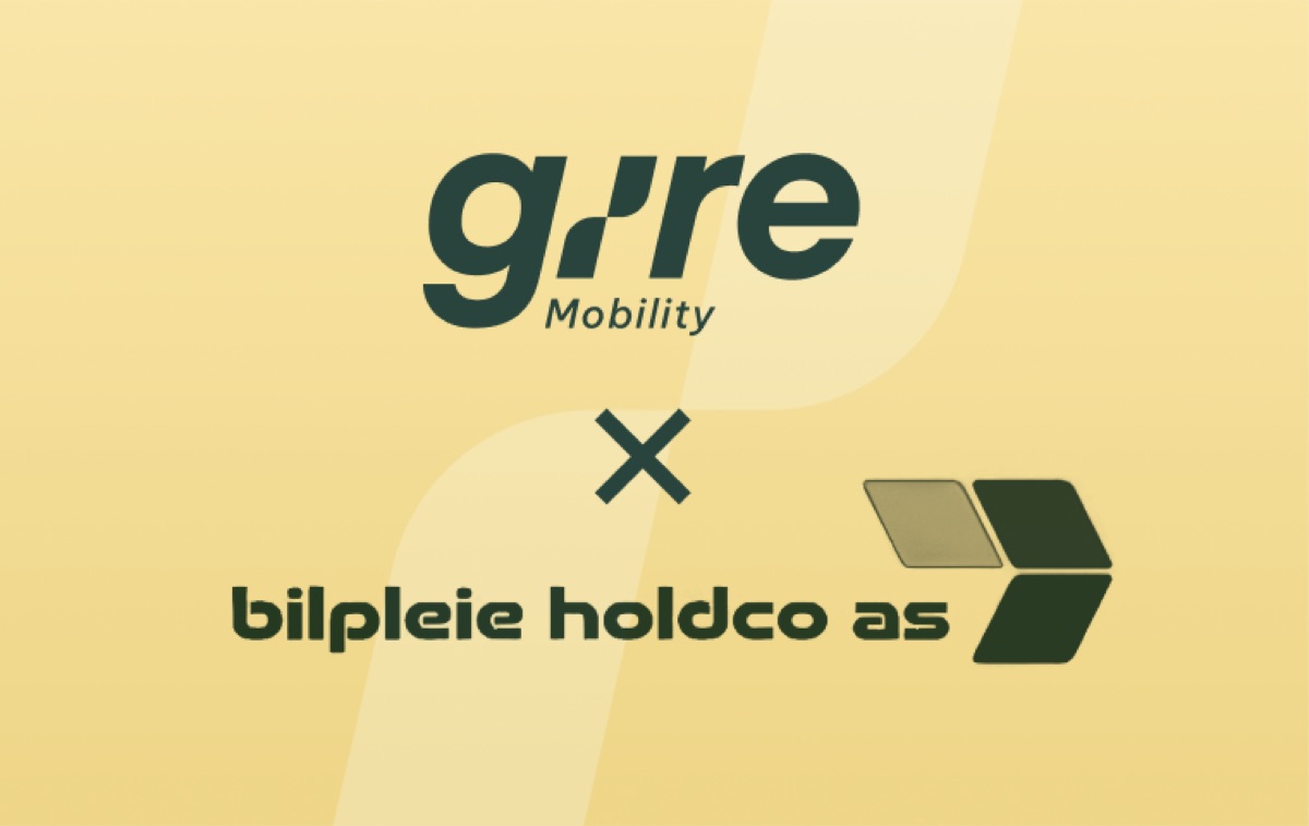 Gire Mobility x Bilpleie Holdco partnerskap – logoer på gul gradientbakgrunn